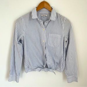 Madewell Cropped Tie-Front Striped Button-up Shirt